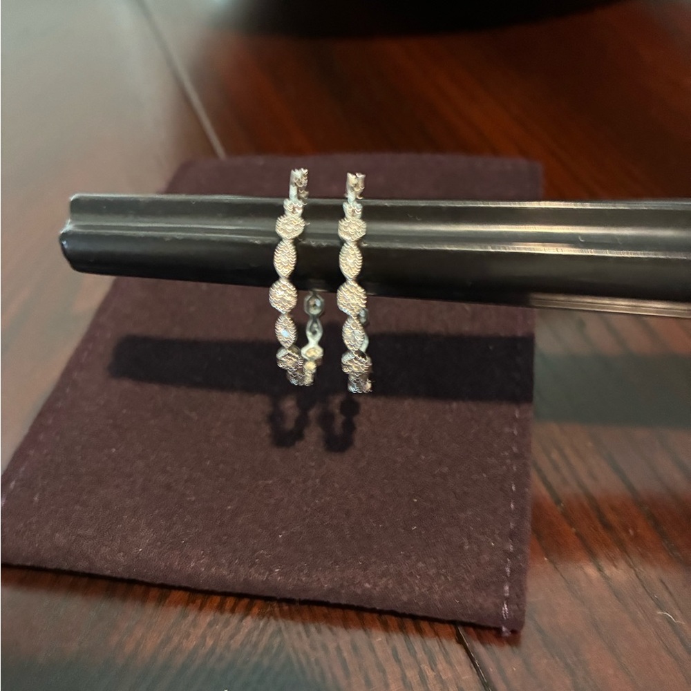 Elegant Silver Hoop CZ Earrings